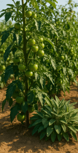 Consociazione di pomodori e salvia.